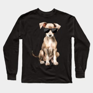 Greyhound Puppy Wearing Sunglasses Long Sleeve T-Shirt